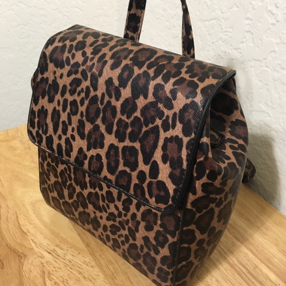 Leopard Print Purse Backpack Small